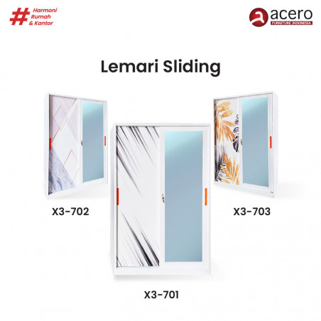 Lemari Besi Sliding 2 Pintu - X3 90cm