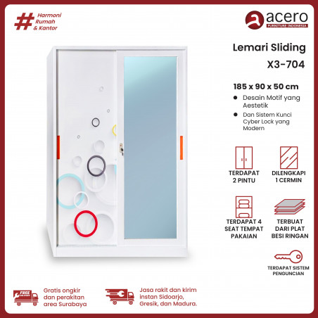 Lemari Besi Sliding 2 Pintu - X3 90cm