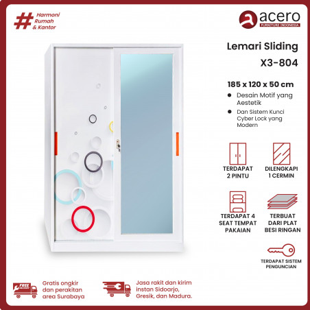 Lemari Besi Sliding 2 Pintu - X3 120cm