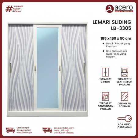 Lemari Besi Sliding 3 Pintu - LB-JUMBO