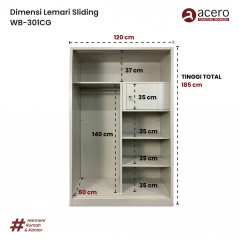 Lemari Besi Sliding 2 Pintu - WB Green 120cm