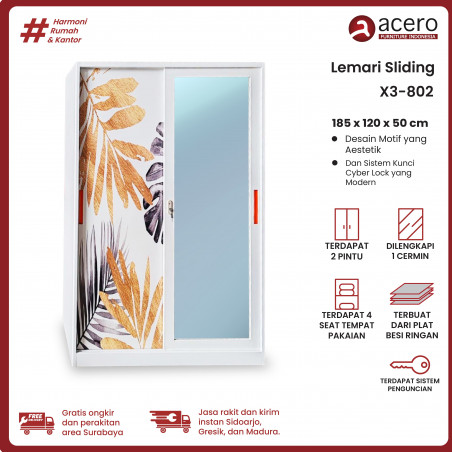 Lemari Besi Sliding 2 Pintu - X3 120cm