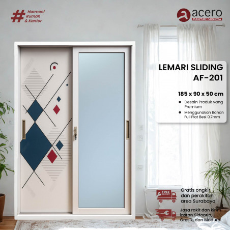 Lemari Besi Sliding 2 Pintu - AF 90cm