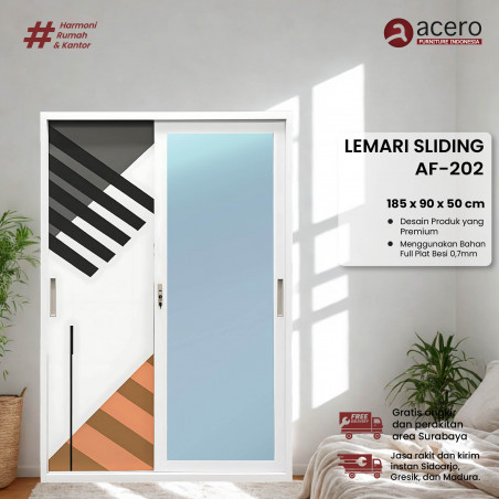 Lemari Besi Sliding 2 Pintu - AF 90cm