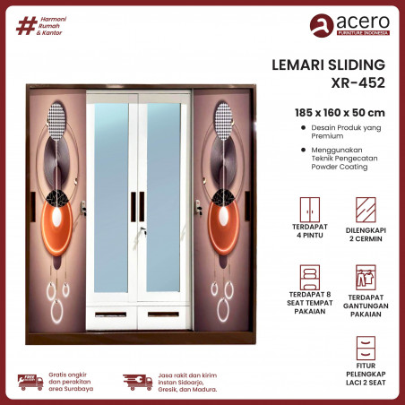 Lemari Besi Sliding 4 Pintu - XR Coklat Series