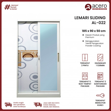 Lemari Besi Sliding 2 Pintu - AL Series ( 90cm)