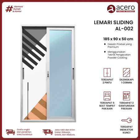 Lemari Besi Sliding 2 Pintu - AL Series ( 90cm)